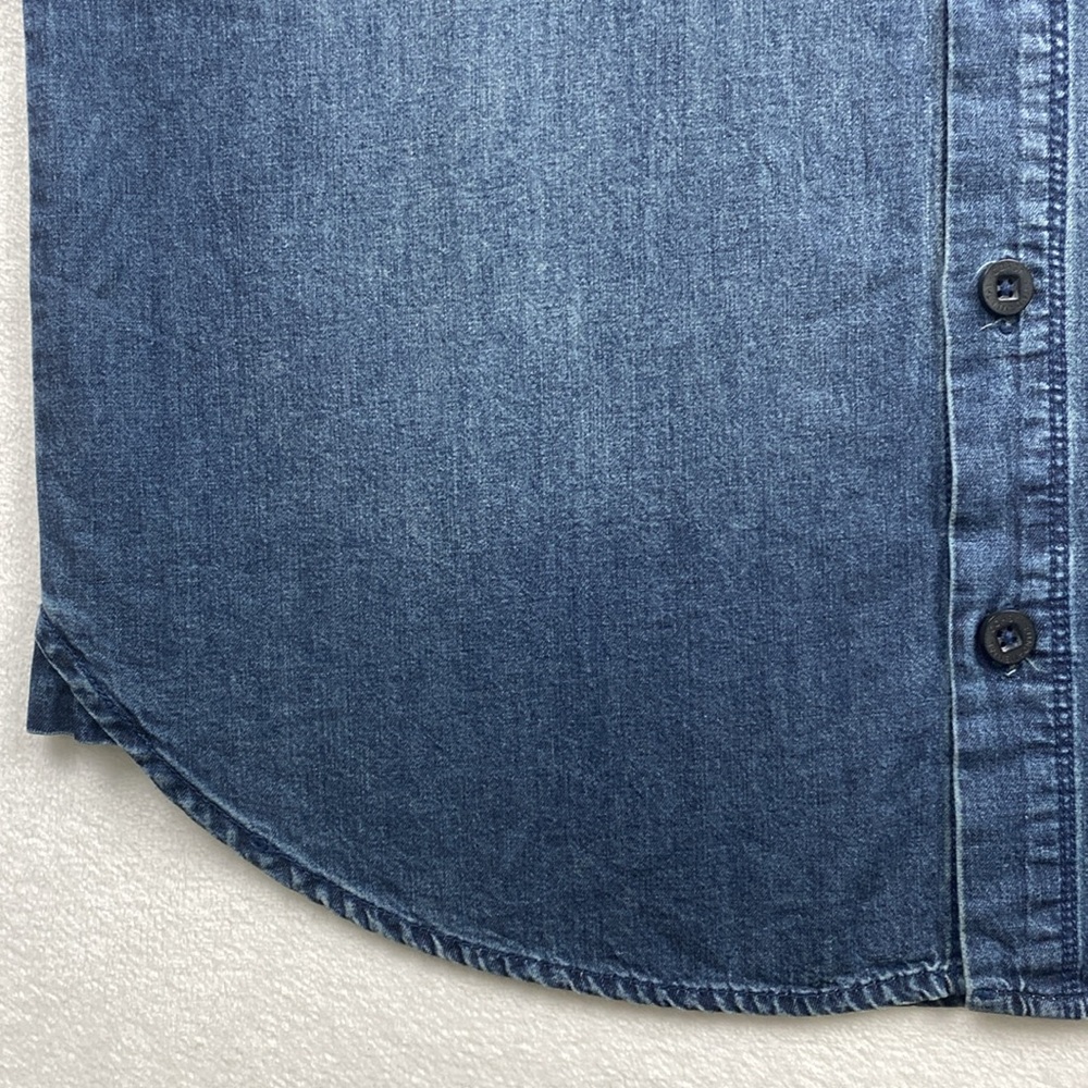 Fundamental Coast Denim Short Sleeve Button Up (Blue) - Picture 12 of 16